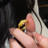 Leaf Branch Ring, Gold-Tone Brass with Textured Leaves, Adjustable Open Band