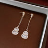 Gourd Earrings for Women, Copper Designs with Zircon Accents, Stud and Drop Earring Options - 14k gold plated sterling silver needle zircon gourd tassel stud earrings