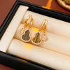 Gourd Earrings for Women, Copper Designs with Zircon Accents, Stud and Drop Earring Options - 18k real gold electroplated zircon acetate plate gourd pendant earrings