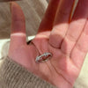Stacking Ring for Women, Textured Band with Movable Clear Accent Loops in Gold-Tone or Silver-Tone