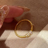Stacking Ring for Women, Textured Band with Movable Clear Accent Loops in Gold-Tone or Silver-Tone