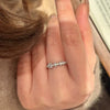 Stacking Ring for Women, Textured Band with Movable Clear Accent Loops in Gold-Tone or Silver-Tone
