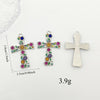 Cross Pendant Charm, Alloy Floral Design with Multicolor Sparkling Accents for Jewelry Making - Product view 3