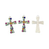 Cross Pendant Charm, Alloy Floral Design with Multicolor Sparkling Accents for Jewelry Making - Product view 5