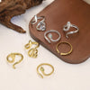Snake-Inspired Ring, Stainless Steel with Adjustable Opening, 4 Designs in Gold-Tone or Silver-Tone