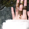 Wide Cuff Ring, Antique Bronze-Tone Alloy with Dangling Leaf or Bead Charms, Adjustable, 4 Designs