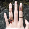 Wide Cuff Ring, Antique Bronze-Tone Alloy with Dangling Leaf or Bead Charms, Adjustable, 4 Designs