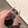 Dark-Tone Alloy Rings with Green and Black Accents, Snake, Butterfly or Band Design, Single Ring or 3-Piece Set