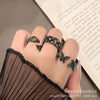 Dark-Tone Alloy Rings with Green and Black Accents, Snake, Butterfly or Band Design, Single Ring or 3-Piece Set