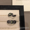 Dark-Tone Alloy Rings with Green and Black Accents, Snake, Butterfly or Band Design, Single Ring or 3-Piece Set