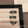 Dark-Tone Alloy Rings with Green and Black Accents, Snake, Butterfly or Band Design, Single Ring or 3-Piece Set