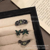Dark-Tone Alloy Rings with Green and Black Accents, Snake, Butterfly or Band Design, Single Ring or 3-Piece Set