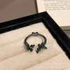 Dark-Tone Alloy Rings with Green and Black Accents, Snake, Butterfly or Band Design, Single Ring or 3-Piece Set