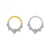 Titanium CZ Heart Daith Earring Hoop 16G Hinged Septum Clicker Nose Ring Piercing Jewelry - Image 1