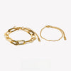 Stainless Steel Melsh Rope Paper Clip Link Figaro Waterwave Chain Gold Plated Bracelets Set Jewelry - Image 1