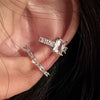 No Piercing Crystal Ear Cuff Earrings for Women with a Curved Clip-On Cartilage Design - Image 1