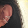 No Piercing Crystal Ear Cuff Earrings for Women with a Curved Clip-On Cartilage Design - Image 3