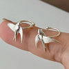 Swallow Bird Clip-On Earrings for Women in a Silver-Tone Chinese-Inspired Style for Everyday Wear - Image 1