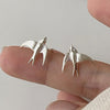 Swallow Bird Clip-On Earrings for Women in a Silver-Tone Chinese-Inspired Style for Everyday Wear - Image 3
