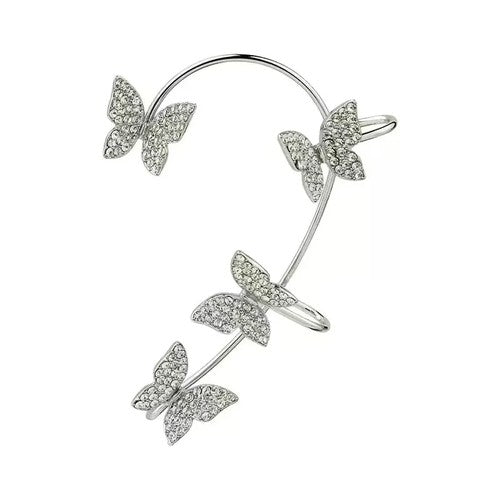 Two Piece Butterfly Ear Cuff Set with Sparkling Wing Details in Gold Tone or Silver Tone for Women - Image 1