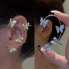 Two Piece Butterfly Ear Cuff Set with Sparkling Wing Details in Gold Tone or Silver Tone for Women - Image 2