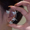 Two Piece Butterfly Ear Cuff Set with Sparkling Wing Details in Gold Tone or Silver Tone for Women - Image 3