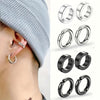 8 Piece Stainless Steel Ear Cuff Set with Silver and Black No Piercing Hoop Styles for Women - Image 1