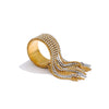 Stainless Steel Open Ring with Draped Beaded Chain Tassels in Gold Tone Silver Tone or Two Tone Finish - Image 11