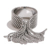 Stainless Steel Open Ring with Draped Beaded Chain Tassels in Gold Tone Silver Tone or Two Tone Finish - Image 12