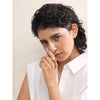 Stainless Steel Open Ring with Draped Beaded Chain Tassels in Gold Tone Silver Tone or Two Tone Finish - Image 2
