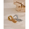 Stainless Steel Open Ring with Draped Beaded Chain Tassels in Gold Tone Silver Tone or Two Tone Finish - Image 4