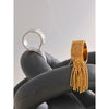 Stainless Steel Open Ring with Draped Beaded Chain Tassels in Gold Tone Silver Tone or Two Tone Finish - Image 6