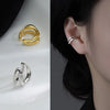 Double Layer Non Piercing Ear Cuff with Open Curved Bands in Gold Tone or Silver Tone for Women - Image 2