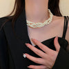 Twisted Imitation Pearl Choker Necklace for Women with Multi-Strand Beads and a Silver-Tone Clasp - Image 3
