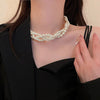 Twisted Imitation Pearl Choker Necklace for Women with Multi-Strand Beads and a Silver-Tone Clasp - Image 4