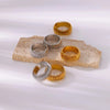 Stainless Steel Ribbed Band Ring with Pointed Stripe Texture in Gold Tone or Silver Tone in Sizes 6 to 8 - Image 5