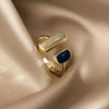 Adjustable Colorful Drip Glaze Ring for Women with Retro Geometric Gold-Color Metal Styling - Image 4