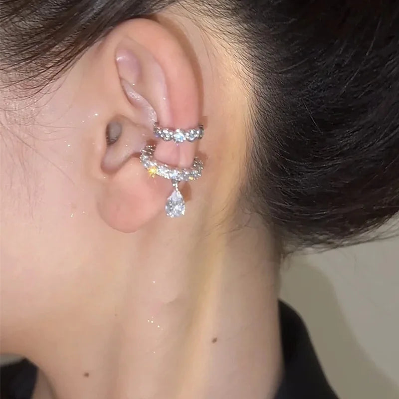 Zirconia and Pearl Clip-On Ear Cuffs for Women, 4 Styles - Image 1