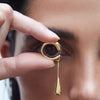 C-Shaped Teardrop Tassel Ear Cuff in Gold or Silver Tone - Image 2