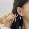 C-Shaped Teardrop Tassel Ear Cuff in Gold or Silver Tone - Image 8