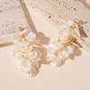 White Flower Petal Tassel Drop Earrings for Women with Layered Floral Details for Weddings and Parties - Image 3
