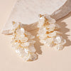 White Flower Petal Tassel Drop Earrings for Women with Layered Floral Details for Weddings and Parties - Image 5