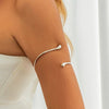 Open Upper Arm Cuff Bracelet with Smooth Water Drop Ends in Gold Tone or Silver Tone for Women - Image 10
