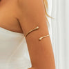 Open Upper Arm Cuff Bracelet with Smooth Water Drop Ends in Gold Tone or Silver Tone for Women - Image 2