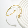 Open Upper Arm Cuff Bracelet with Smooth Water Drop Ends in Gold Tone or Silver Tone for Women - Image 7