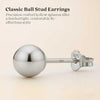925 Sterling Silver Ball Stud Earrings for Women, 2mm to 10mm - view 3
