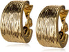 Women's Hoop Earrings, Layered Statement Fashion Jewelry for Everyday and Evening Wear - Gold Textured