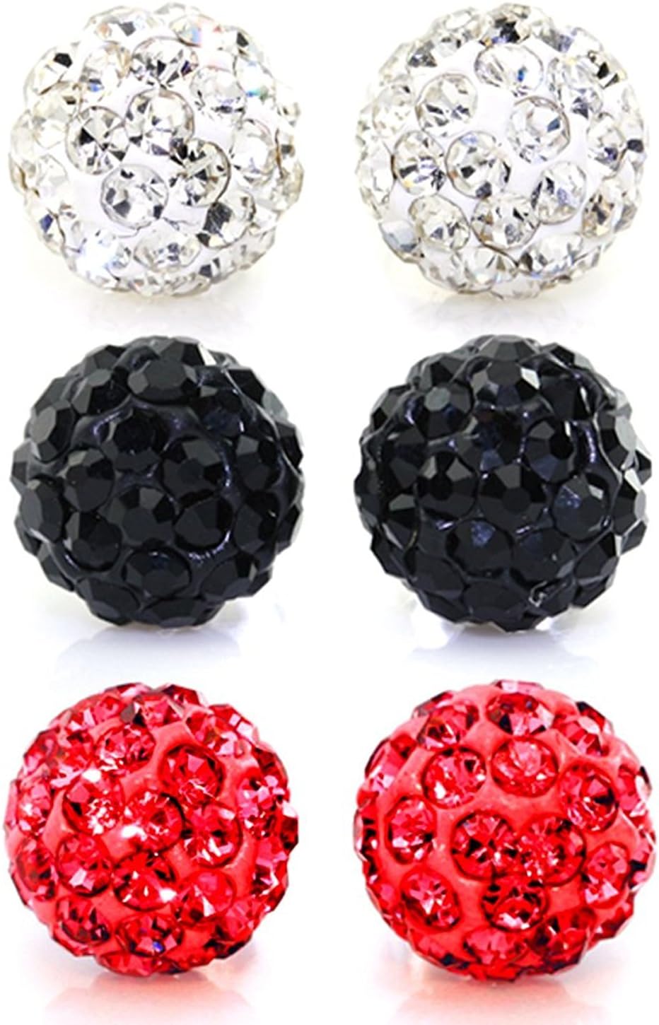Rhinestones Crystal Ball Stud Earrings Set Fireball Disco Ball Pave Bead Earrings for Women - main view