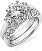 Sterling Silver Platinum Plated Infinite Elements Cubic Zirconia Three Stone Ring - main view