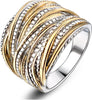 2 Tone Intertwined Crossover Statement Ring Fashion Chunky Band Rings for Women Wide Index Finger Rings Costume Jewelry - main view